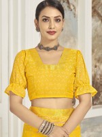 Yellow Chiffon Printed Saree